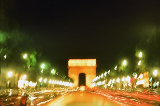 Early 1970s Blurred lights of Paris France at night