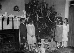 Family group with Christmas tree ca. 1921