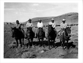 Five Cowboys on  Horseback ca 1938