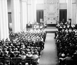 Interior of a church during a worship service ca. 1932