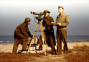 Men of Fort Story operate an azimuth instrument