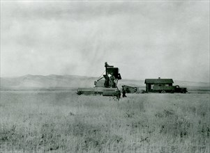 Men Working with Large Farm Equipment in Field ca 1938