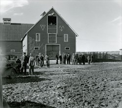 People Gathered Outside Barn ca 1938