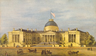 Print shows an exterior view of City Hall