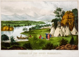 Scenery of the upper Mississippi an Indian village ca 1856