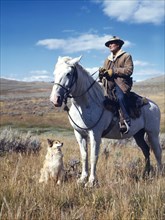 Shepherd with his horse and dog on Gravelly Range