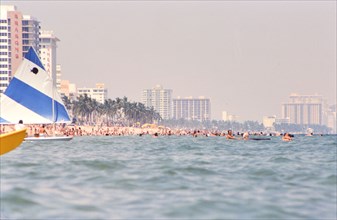 Tourists having fun at a Florida beach