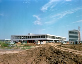 (25 Sept. 1963) This easterly view documents early construction of the Manned Spacecraft Center in September of 1963. The Avionics Systems Laboratory (Building 16) is in the foreground and the Project...