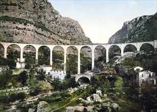 Gourdon, gorge of the wolf, the bridge, Grasse, France ca. 1890-1900