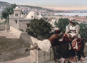 Moorish woman and child on the terrace, I, Algiers, Algeria ca. 1899