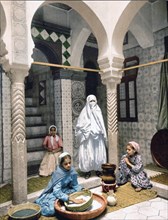 Luce Ben Aben, Moorish women preparing couscous, Algiers, Algeria ca. 1899