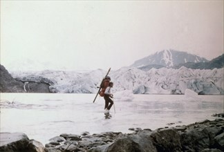 6/10/1974 - Crossing Truuli Creek at the edge of Tustumena Glacier