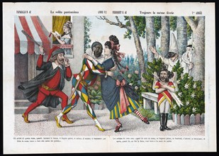 1800s Italian Political Cartoon by Agusto Grossi - La solita pantomina Toujours la mème féerie ca. 1879