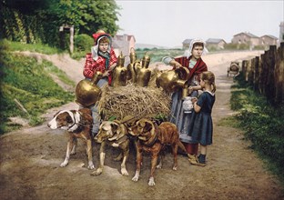 Milk sellers, Brussels, Belgium ca. 1890-1900