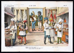 1800s Italian Political Cartoon by Agusto Grossi - Le due cucine ca. 1878
