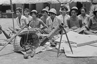 Captured Republican warriors with their weapons; Date 1947; Location Celebes, Indonesia, Dutch East Indies (soldiers in Indonesia)