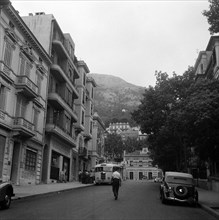 Street scene Monaco with bus; Date September 10, 1947; Location Monaco