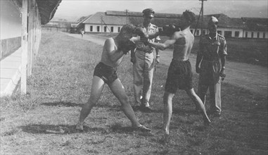 June 1947 - Soldiers Boxing - Bandoeng, Indonesia, Java, Dutch East Indies