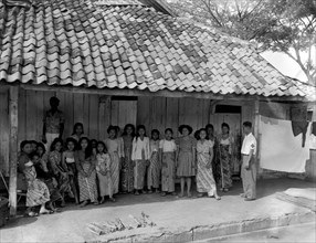 Indonesia History - Vaccination of public women [prostitutes] in Batavia; Date 28 June 1948; Location Batavia, Indonesia, Java, Dutch East Indies