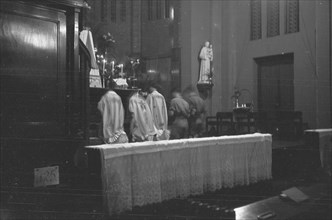 Catholic worship in a church; Date December 2, 1946; Location Bogor, Indonesia, Dutch East Indies