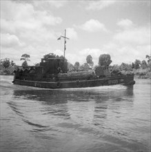 1947 - Patrol boat on a river in Indonesia, Dutch East Indies