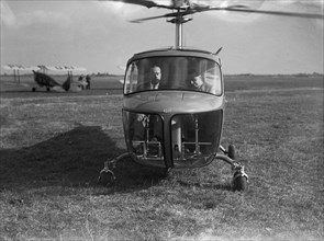 1940s Helicopters - Bell Helicopter preparing for flight ca. 1947