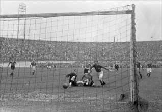 September 21, 1947 - Historical soccer game. Netherlands takes a 1-0 lead vs. their opponent (Probably Switzerland)