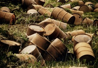 7/7/1973 - WW II trash (metal barrels) In Port Heiden