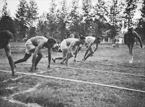 August 1948 - Men running in a racing event - Location Indonesia, Dutch East Indies