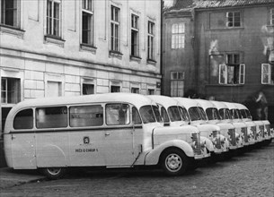 September 30, 1947 - Dentist buses parked in lot in Czechoslovakia