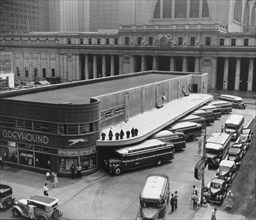 1930s New York City - Greyhound Bus Terminal, 33rd and 34th Streets between Seventh and Eighth Avenues, Manhattan ca. 1936