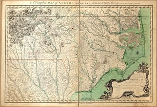 Vintage Maps / Antique Maps - A compleat map of North-Carolina from an actual survey ca. 1770