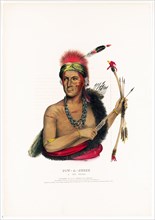 Antique Native American Print - Pow-A-Sheek a Fox chief ca. 1838