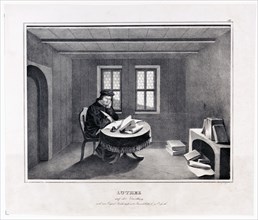 Luther auf der Wartburg nach dem original Wachsabguss in der Marien bibliotheck zu Erfurth ca. 1830
