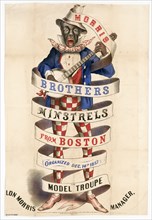 Racism in advertising example from 1800s - Morris Brothers minstrels from Boston, organized Dec. 14th, 1857--The model troupe ca. 1869