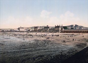 Casino and beach at low tide, Cherbourg, France ca. 1890-1900