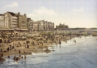 The beach at high water, Ostend, Belgium ca. 1890-1900