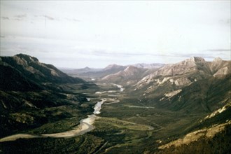 Hickel Highway in Gunsight Mountain region - John River Valley, Alaska July 1974