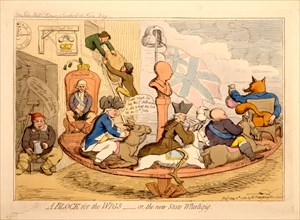 A block for the wigs - or, the new state whirligig - cartoon - ca. 1783
