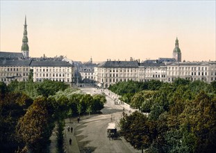 Kalkstrasse and the promenade, Riga, Russia, (i.e., Latvia) ca. 1890-1900