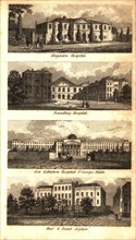 Magdalen Hospital ; Foundling Hospital ; New Bethlehem Hospital St George's Fields ; Deaf & Dumb Asylum ca. 1800