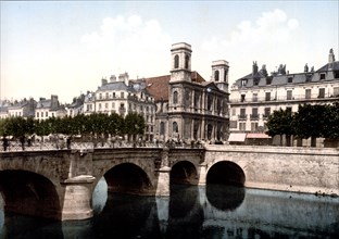The swing bridge and Madeleine church, Besançon, France ca. 1890-1900