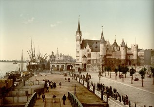 View of the Steen with the port, Antwerp, Belgium ca. 1890-1900