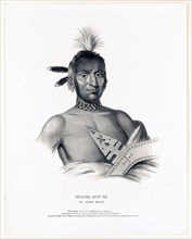 Antique Native American Print - Moa-Na-Hon-Ga. An Ioway chief ca. 1838