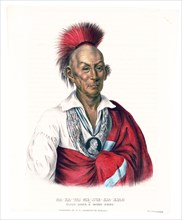 Antique Native American Print - Ma-Ka-Tai-Me-She-Kia-Kiah, or Black Hawk, a Saukie brave ca. 1838