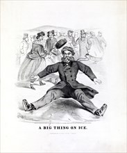 A big thing on ice - Man falling down on ice ca. 1862