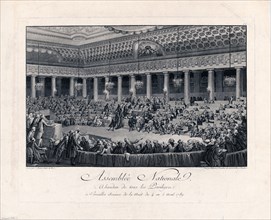 National Assembly, abandonment of all privileges, at Versailles during the night of August 4th to 5th, 1789 / Assemblée nationale, abandon de tous les privileges, à Versailles sceance de la nuit du 4 ...