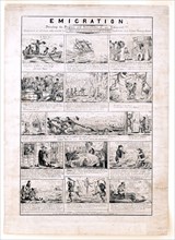 Emigration--Detailing the progress and vicissitudes of an emigrant cartoon ca. 1833