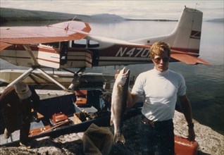 1972 - Visitors from San Francisco fishing at Bay of Islands, Firsherman, Katmai National Monument, Alaska