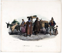 Minestrare fruttajuolo / people selling fruit in a market ca. 1839